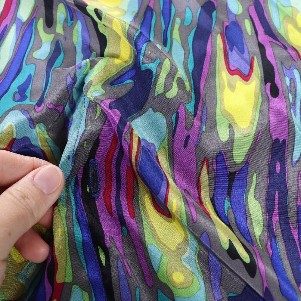 Trina Turk Top Womens P Blue Multicolor V Neck Abstract 100% Silk Blouse - Picture 4 of 10